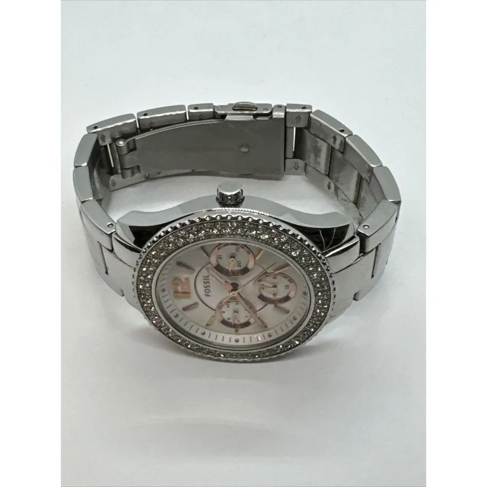 Fossil Stella ES3722 Women Silver Stainless Steel Analog Dial Wrist Watch JNA319